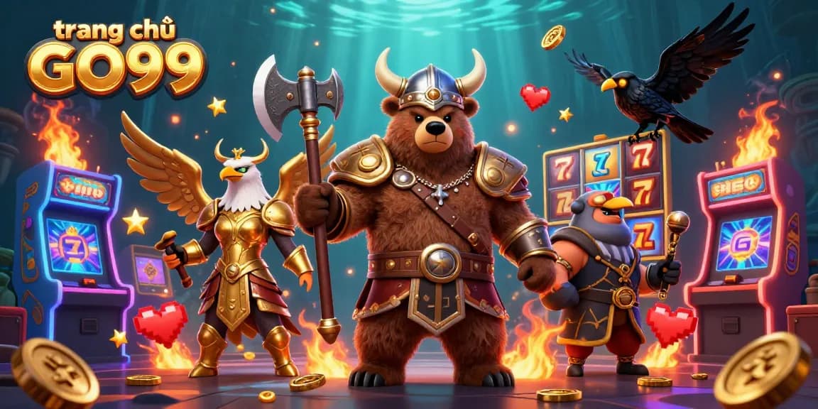 Engage with the vibrant world of trang chủ GO99 featuring slot reels and arcade elements.
