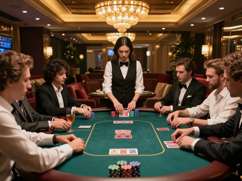 Pemain Kaisar 888 terlibat dalam permainan poker intens di setting mewah.