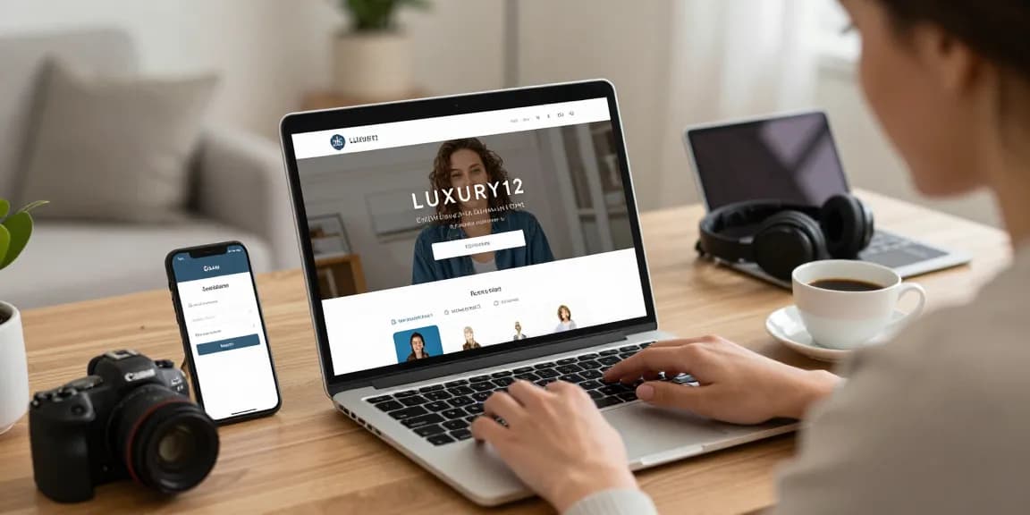 Pengguna LUXURY12 Login di laptop dengan suasana nyaman dan teknologi modern.