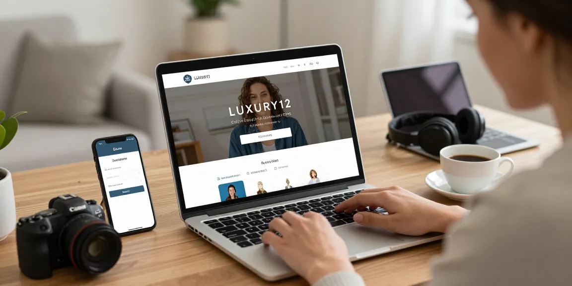 Pengguna LUXURY12 Login di laptop dengan suasana nyaman dan teknologi modern.