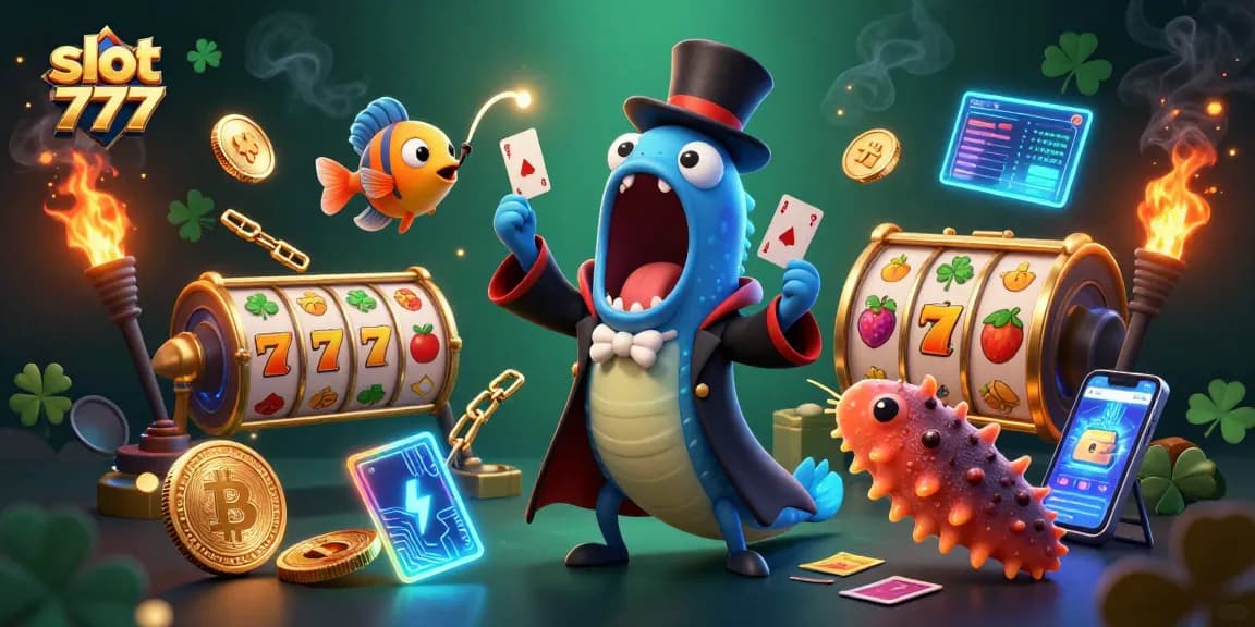 Experience the thrill of slot 777 with magical characters and casino symbols lighting up the scene.
