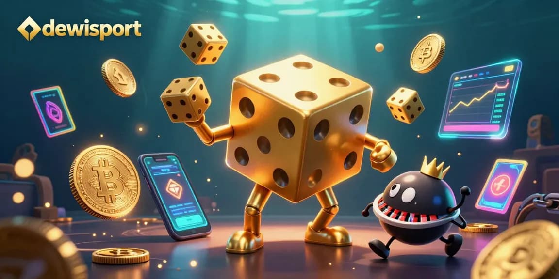 Engage with dewisport at this vibrant 3D casino scene filled with dynamic betting elements and animated characters.