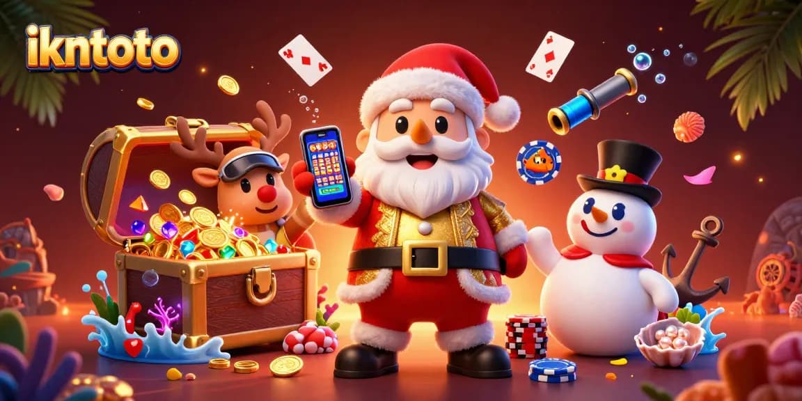 Experience ikntoto's thrill with Santa and friends in this vibrant casino scene full of jackpots.