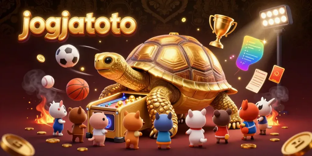 Engage with jogjatoto's exhilarating golden tortoise pinball game scene, featuring animated sports elements and vibrant characters.