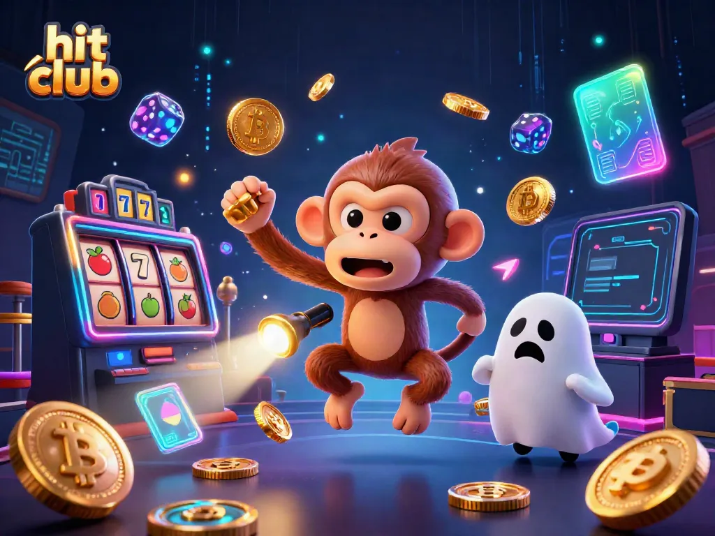Experience the thrill of the hit club with a playful ghost-monkey juggling casino riches.
