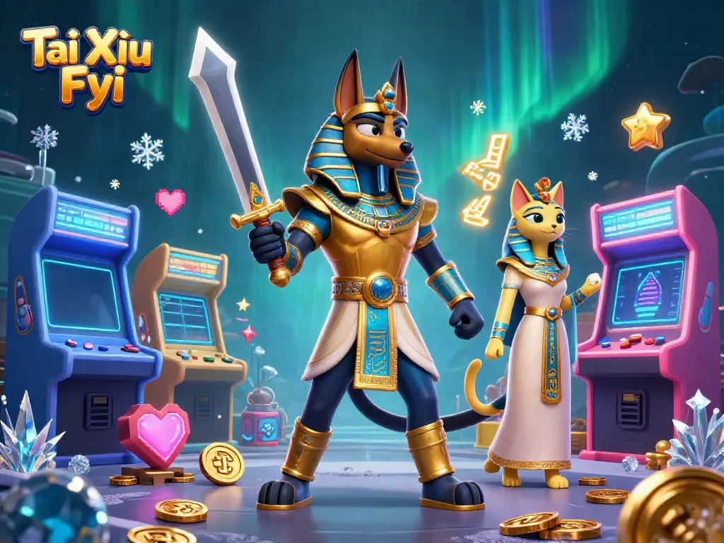 Experience the excitement of Tài Xỉu Fyi with dynamic casino game elements and vivid characters.