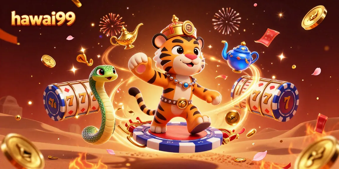 Experience the excitement of hawai99 with vibrant slot reels and a magical Arabian Nights setting.