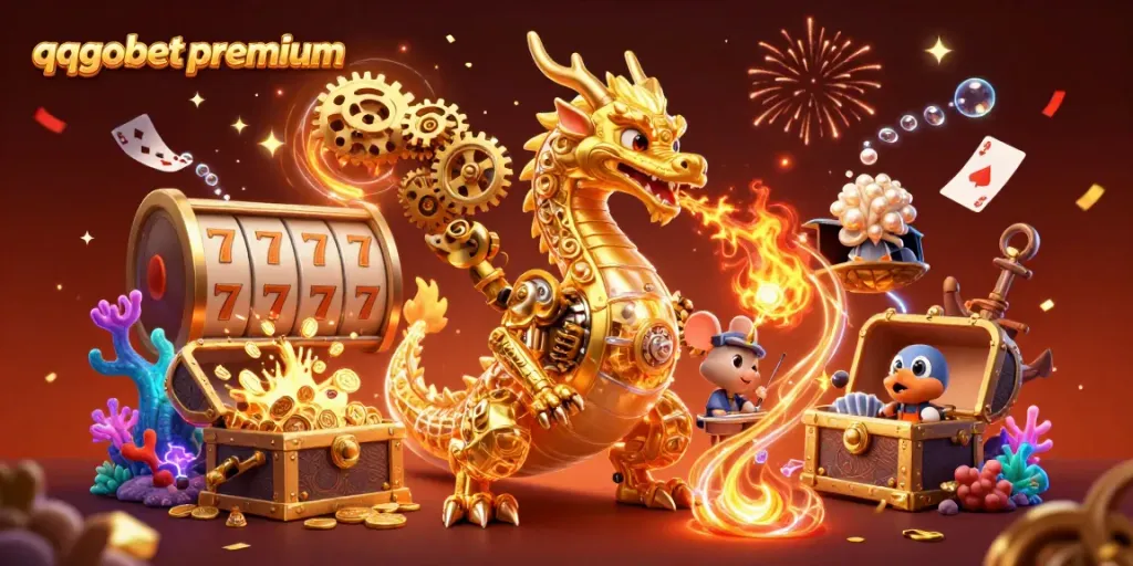Win big with qqgobetpremium while enjoying vibrant casino-themed 3D illustration art.