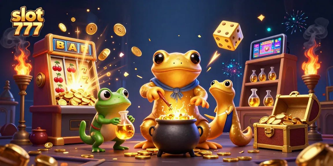 Spin the slot 777 reels for big wins in this vibrant casino scene with gold coins.