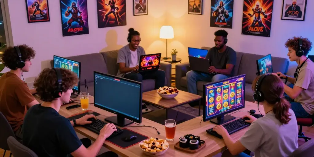 Pengalaman bermain game online ASLOTRE dengan teman-teman dalam suasana nyaman di ruang tamu.