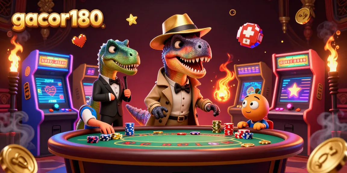 Permainan gacor180 menyajikan raptor kasino yang menyamar di meja blackjack dengan elemen permainan yang cerah.