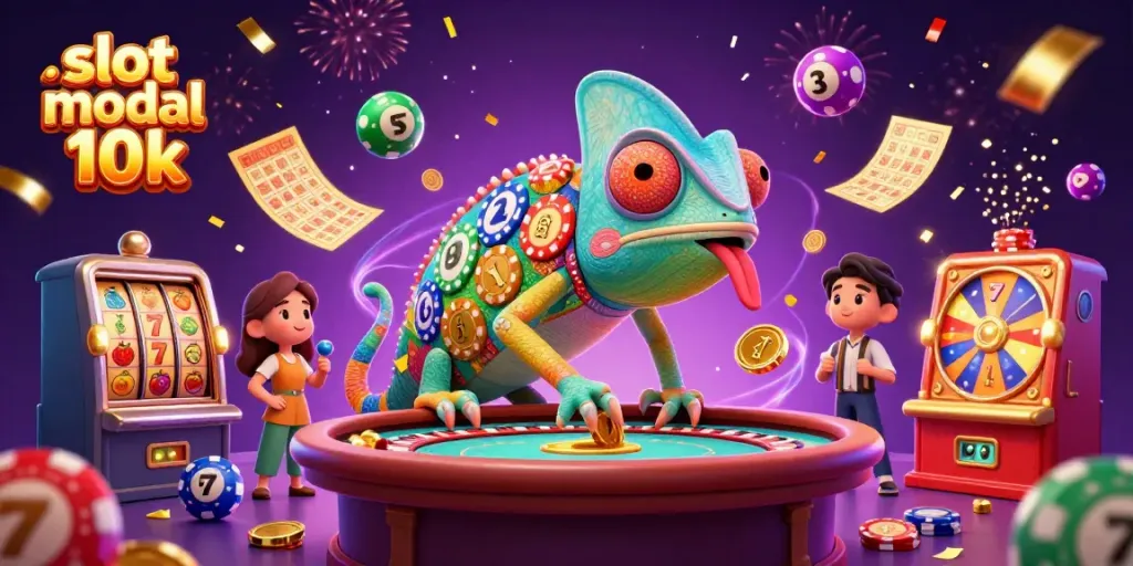 Permainan slot modal 10k dengan chameleon kasino yang menarik dan elemen permainan yang dinamis.