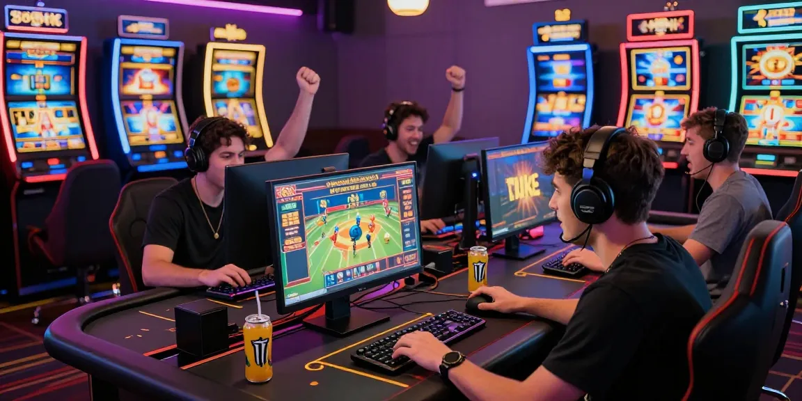 Permainan slot online neng4d dengan pemain terlibat di berbagai aktivitas taruhan, menciptakan suasana kasino virtual yang mendebarkan.