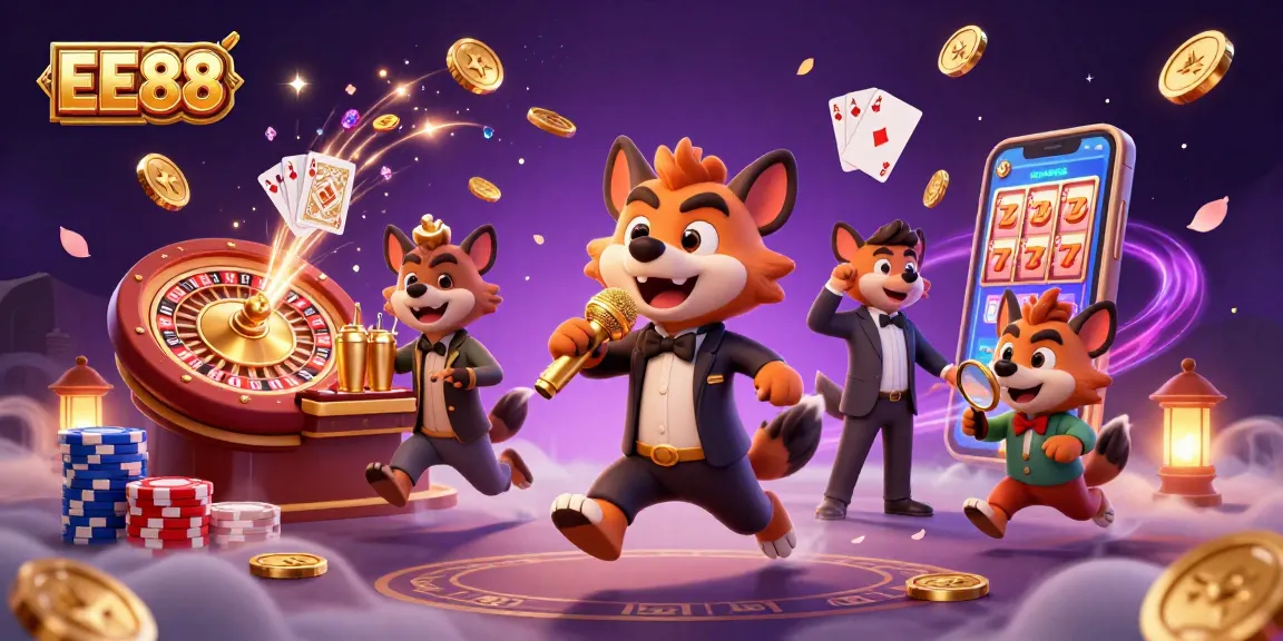 EE88 showcases a vibrant casino scene featuring hyenas in action, enhancing the thrilling gambling experience.