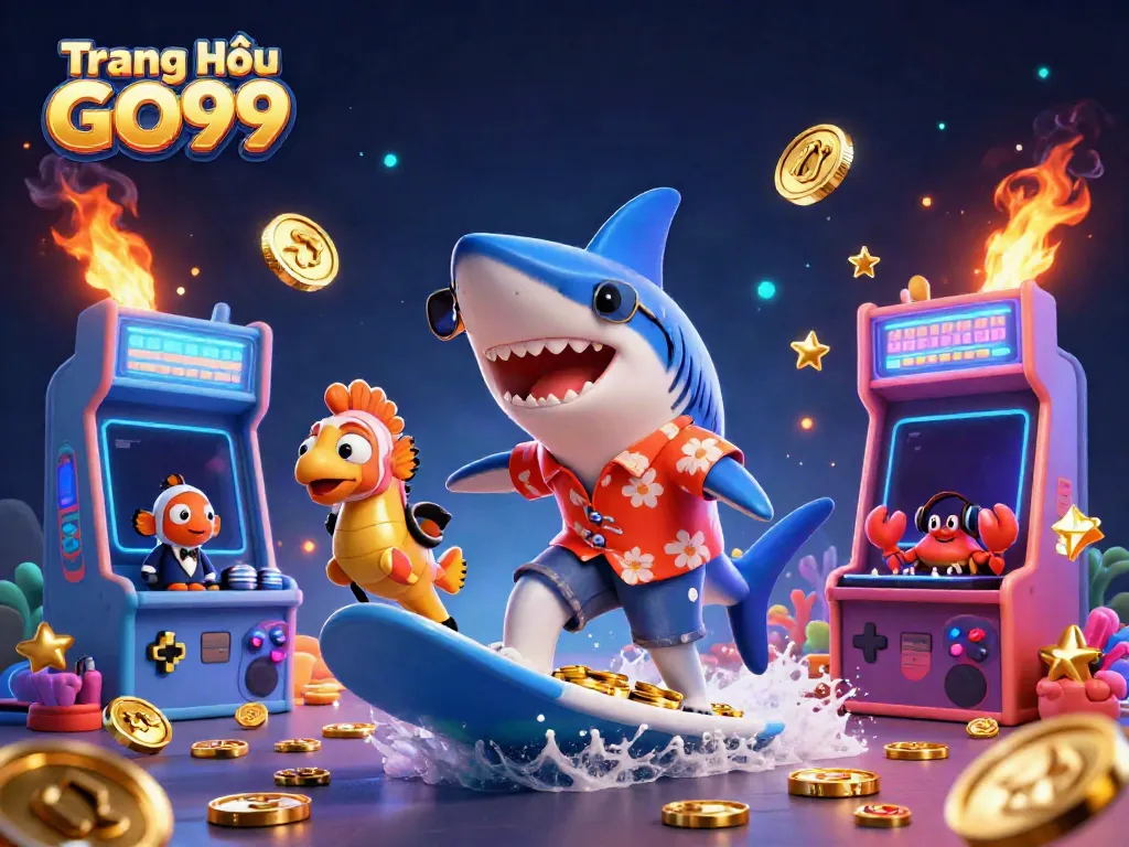Experience excitement at Trang Chủ GO99 with a vibrant illustration featuring colorful gaming elements and fun characters.