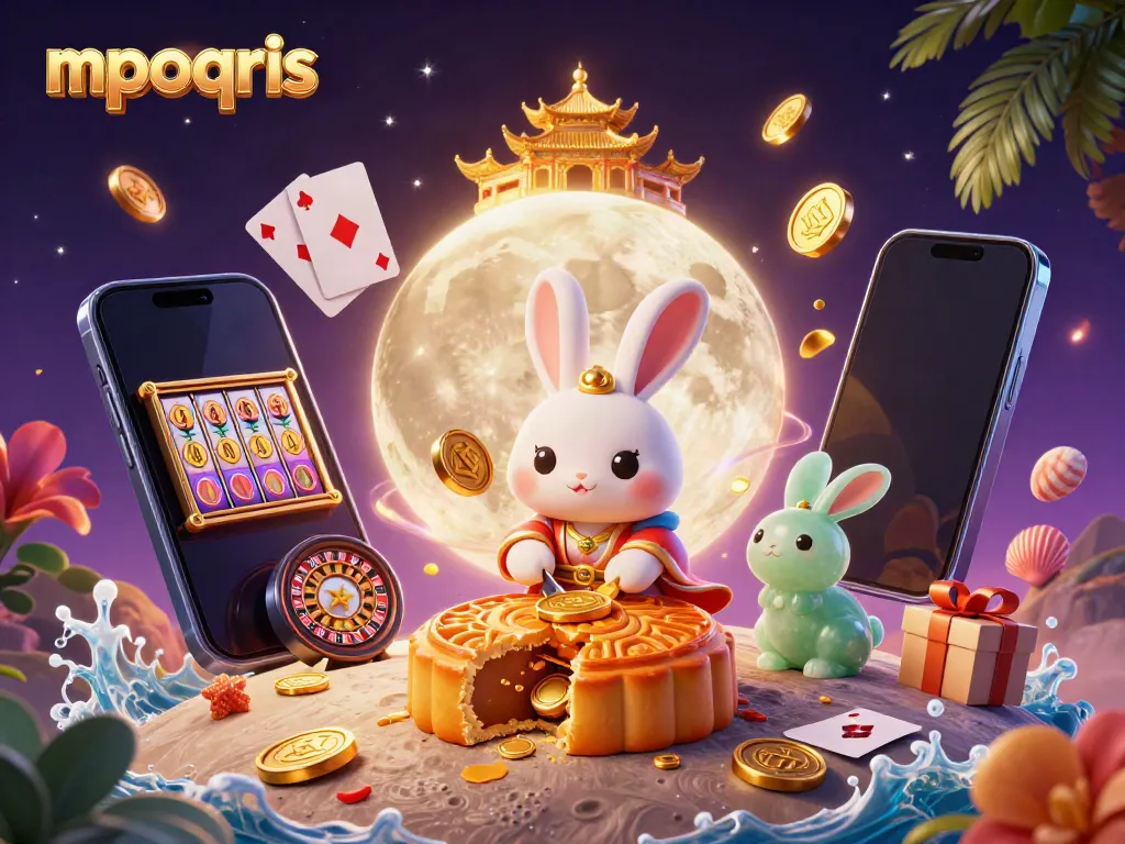 Mpoqris mengungkapkan chip poker yang tersembunyi di bulan dalam ilustrasi 3D yang ceria.