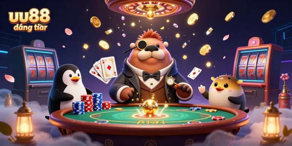 Experience exhilarating gameplay with uu88 đăng nhập in an underwater casino scene filled with charming characters.