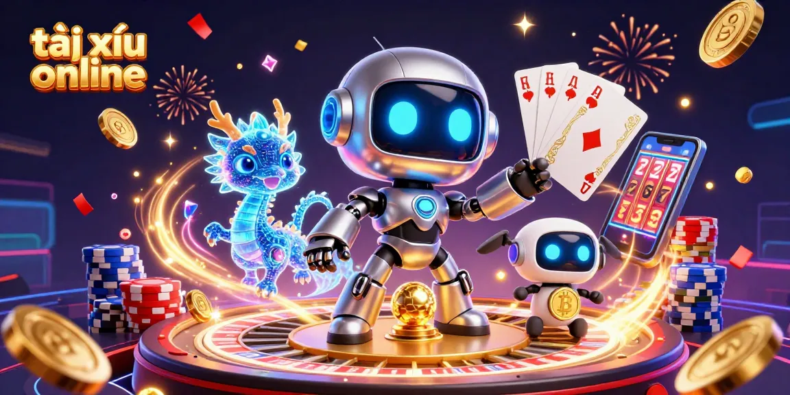 Engage in tài xỉu online with a vibrant 3D casino scene featuring fun characters and gambling elements.