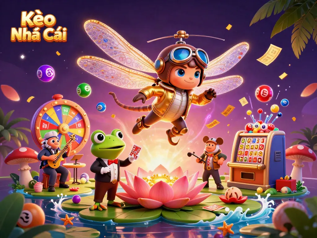 Experience the excitement of Kèo Nhà Cái with dynamic interactions at a lily pad casino featuring playful elements.