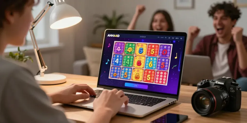 Engaging user playing on the AHHA4D platform for 4D and 5D lottery games.