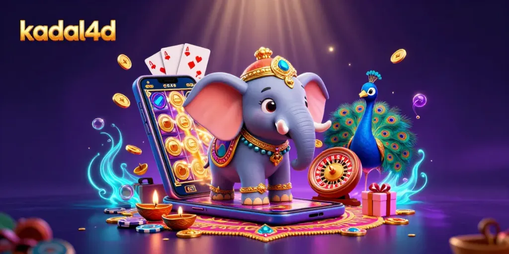 Experience the excitement of kadal4d with captivating 3D illustration featuring vibrant casino elements.