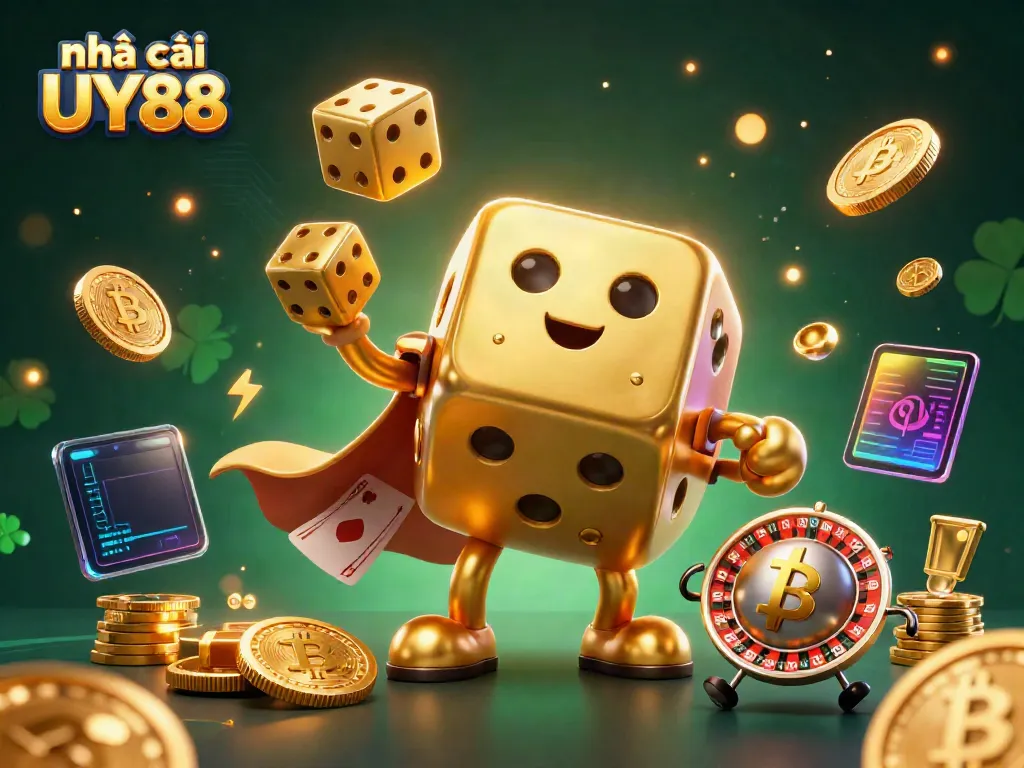 Engaging scene showcasing nhà cái UY88 characters and elements of dynamic gambling activity.