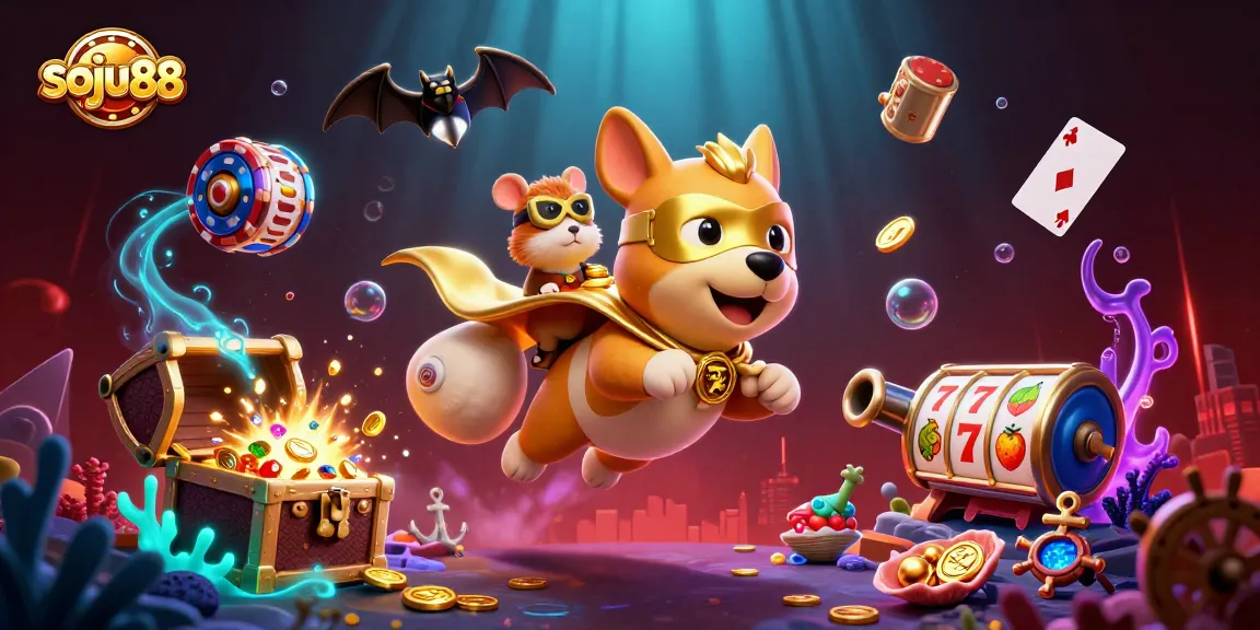 Experience thrilling wins with soju88 illustrated through vibrant casino-themed 3D art.