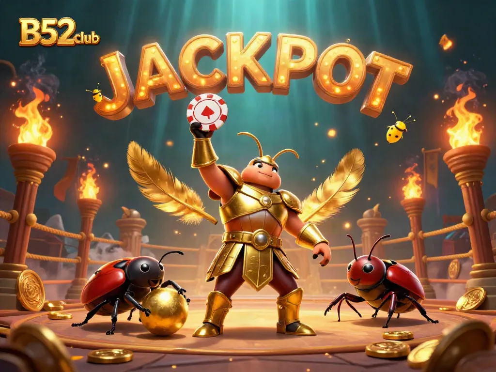 Experience the thrill of B52club with a victorious beetle champion at a vibrant online casino.