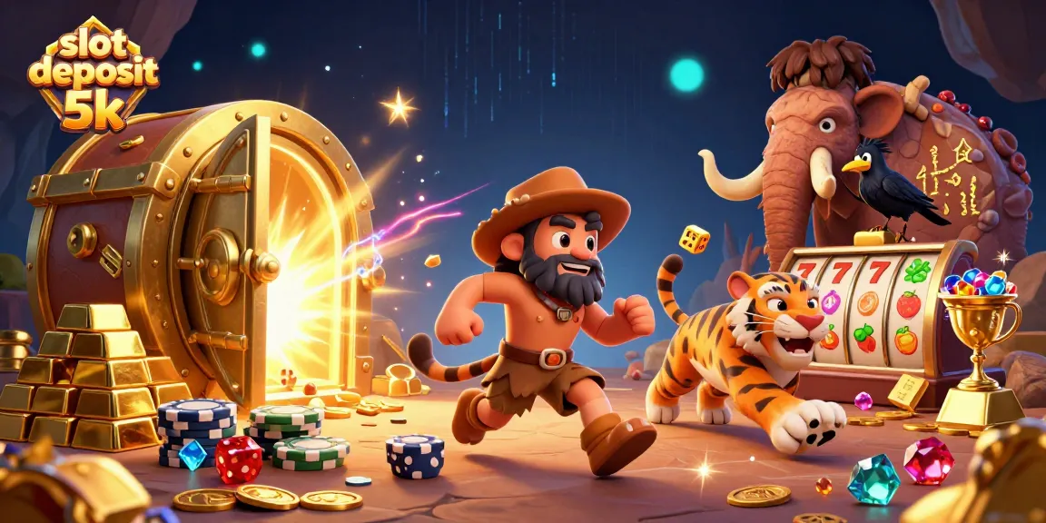 Engage with exciting slot deposit 5k gaming in this vibrant 3D casino illustration.