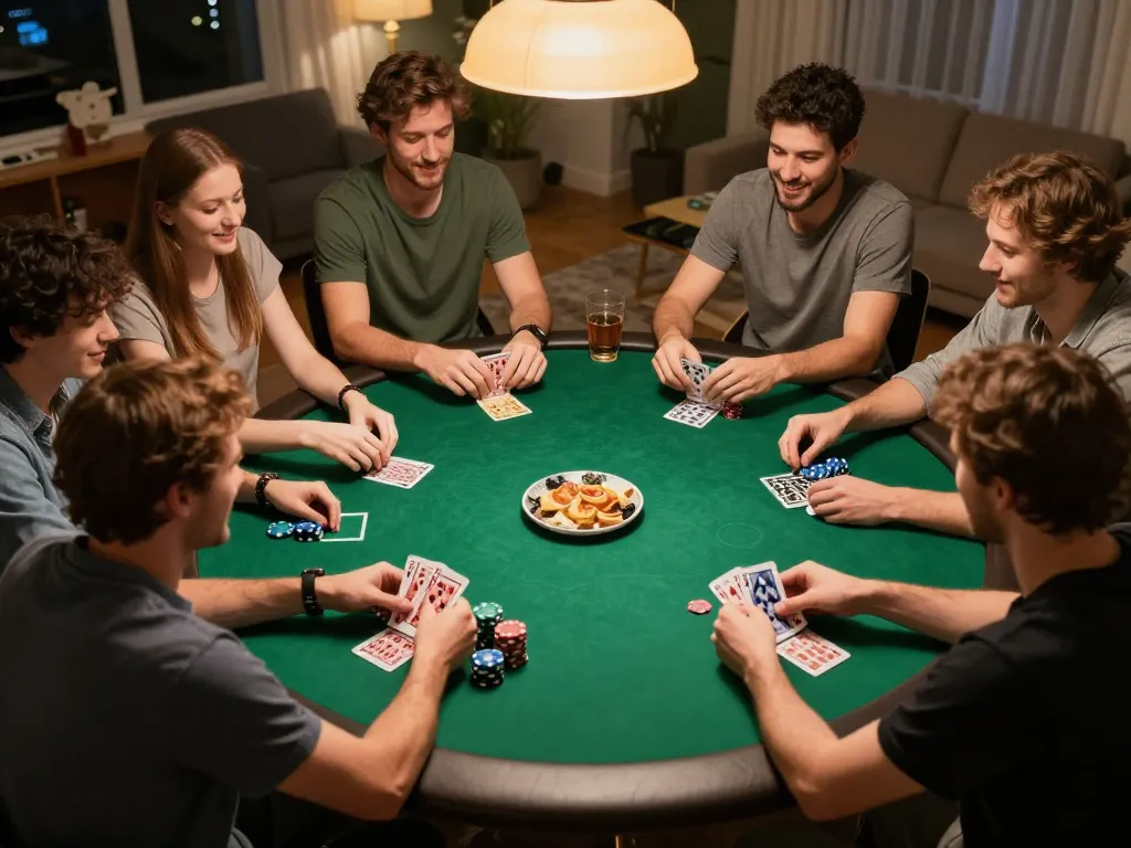 Chơi poker với bạn bè tại nhà, sử dụng Link 12bet để đặt cược trực tuyến êm ái.