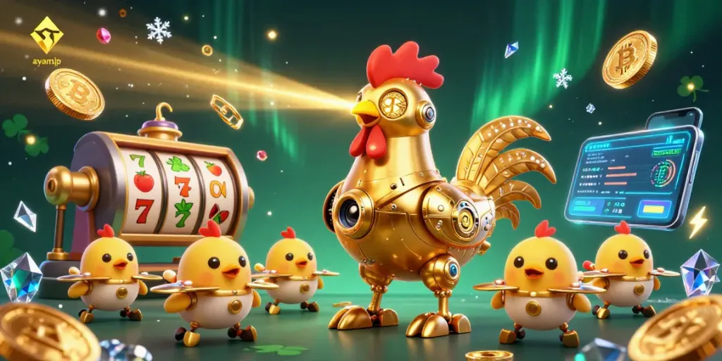 Experience the thrilling action at ayamjp with a vibrant 3D casino scene featuring animated characters and dynamic game elements.