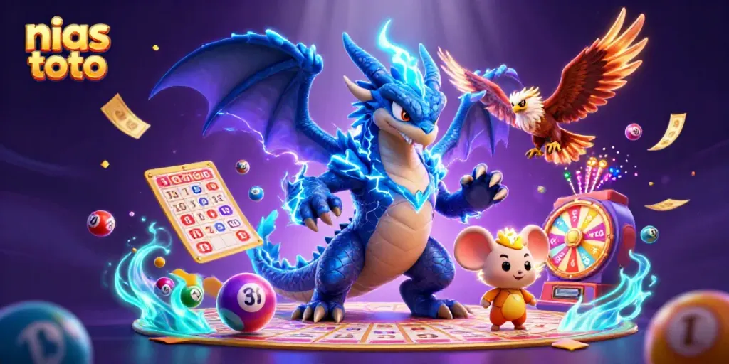 Akses nias toto dengan ilustrasi kasin 3D menakjubkan memperlihatkan permainan lotere interaktif.