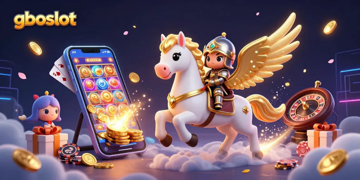 Permainan slot gboslot dengan kuda putih bersayap dan ksatria lucu dalam ilustrasi 3D yang menakjubkan.