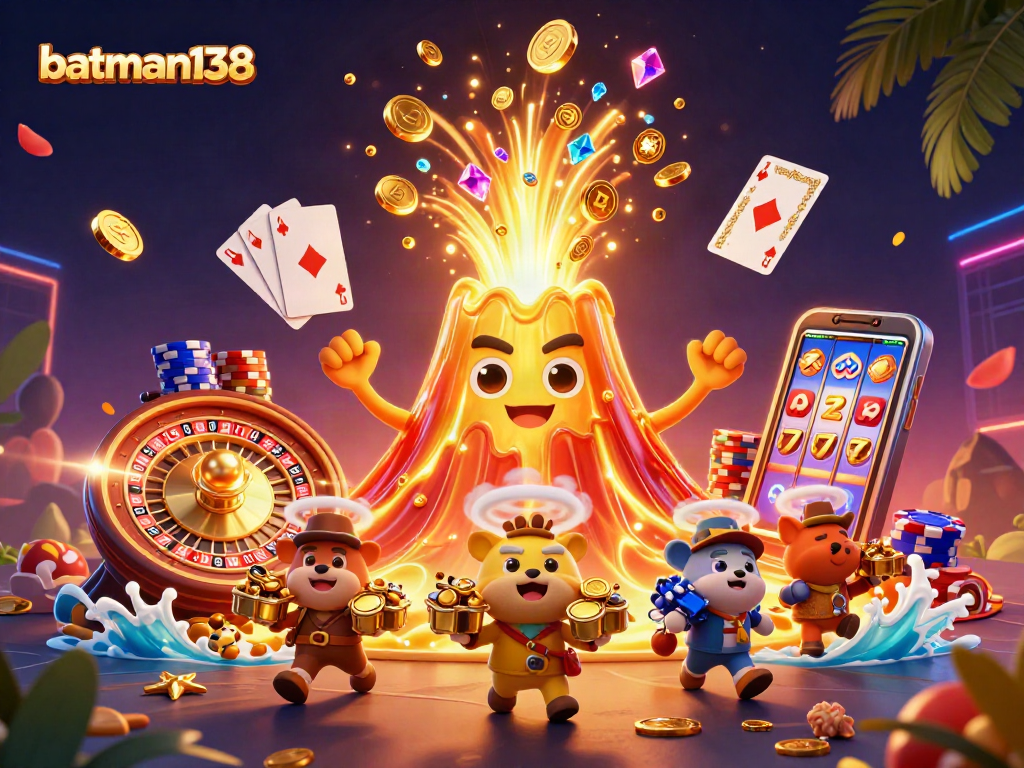 Win big with batman138 in this vibrant casino scene featuring treasure and excitement.