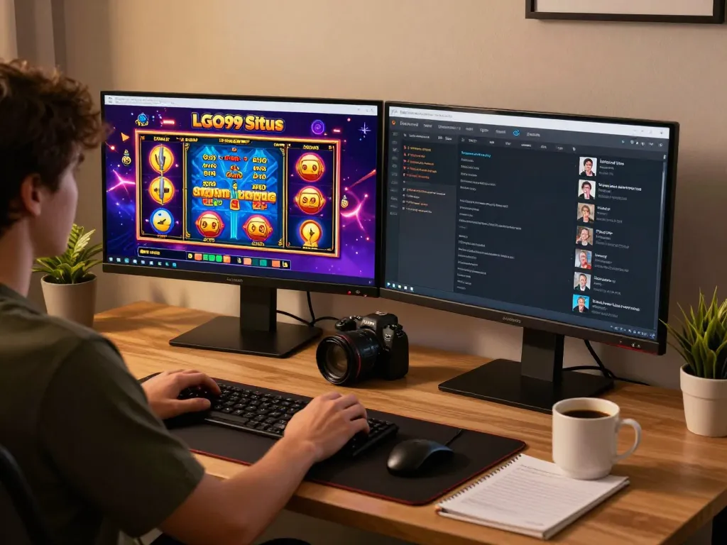 LGO99 Situs Game Online Terpercaya Di INDONESIA showcases immersive online slot gaming experience with a cozy setup.