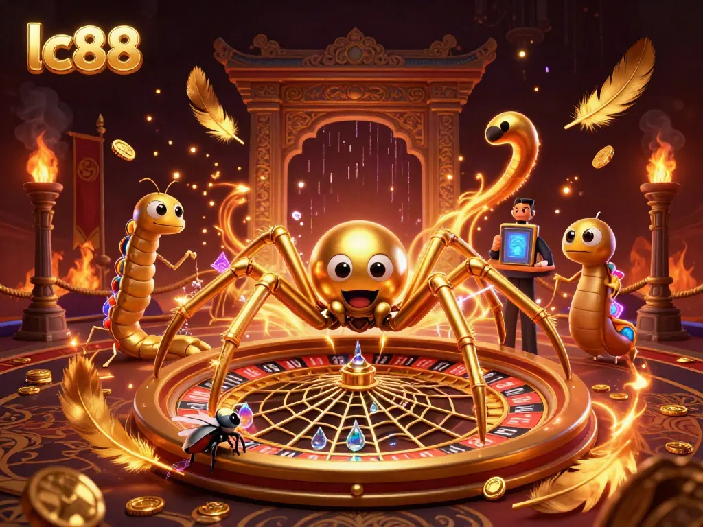 Engaging illustration of lc88 themed casino scene with dynamic roulette, characters, and rich details.