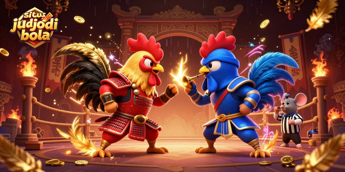 Engage in thrilling action at situs judi bola with fighting roosters and dynamic game elements.