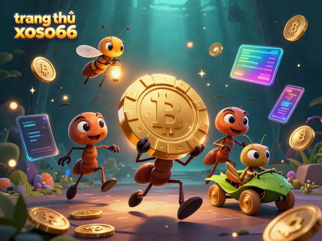 Engage with the exciting world of trang chủ xoso66 as ants carry a poker chip through an action-packed casino scene.