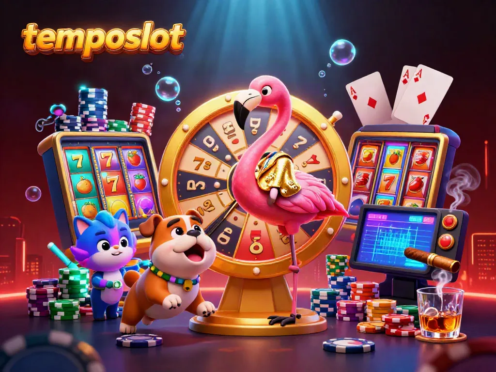 Experience the thrills of temposlot with a vibrant 3D illustration showcasing dynamic gaming elements.