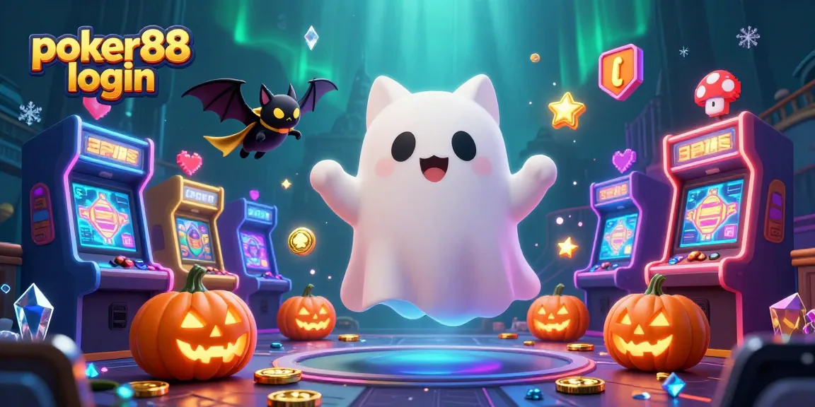 Experience poker88 login with a playful ghost cat and bat in a haunted casino adventure.