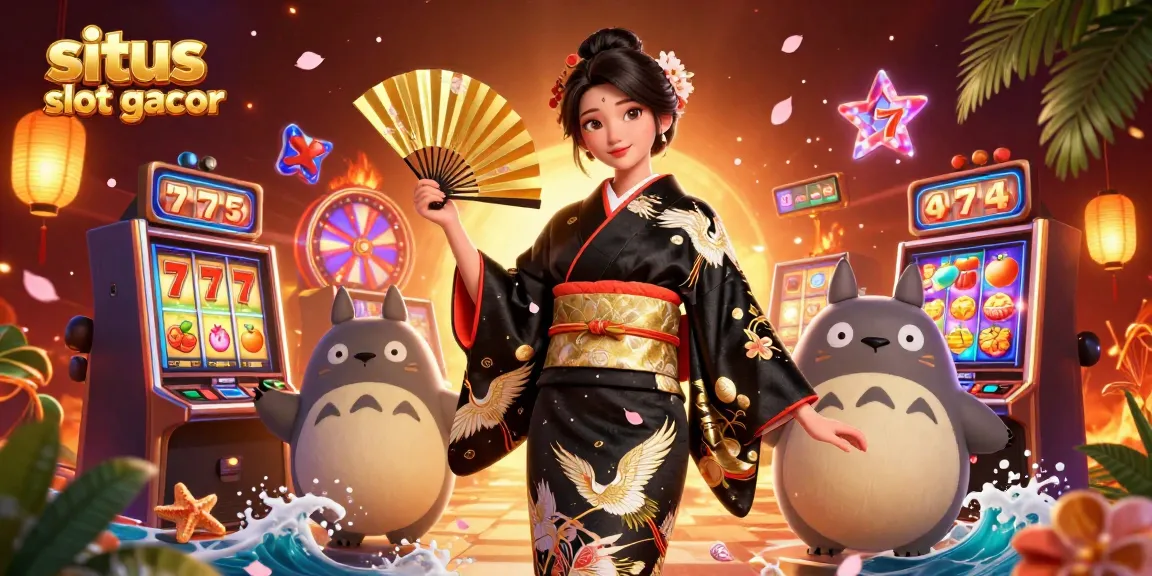 Experience the thrill at situs slot gacor with a captivating 3D casino scene featuring dynamic slot machines.