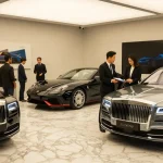 Menyewa mobil LUXURY 777 dengan pelayanan istimewa di ruang pamer yang elegan.