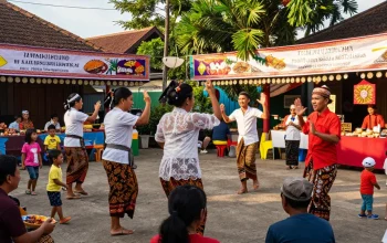 Aktivitas komunitas di Indonesia saat Leci123 Login, dikelilingi suasana ceria dan tradisi lokal.