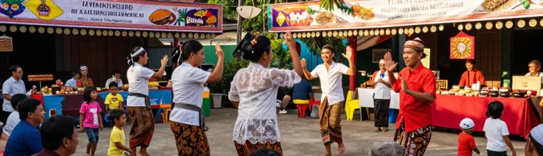 Aktivitas komunitas di Indonesia saat Leci123 Login, dikelilingi suasana ceria dan tradisi lokal.