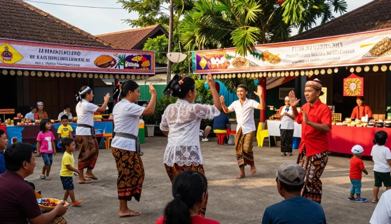 Aktivitas komunitas di Indonesia saat Leci123 Login, dikelilingi suasana ceria dan tradisi lokal.